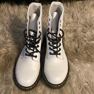 Dr. Martens white lace up boot. Size 9.